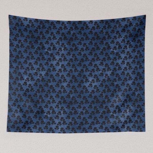 Item preview, An ornate black rose on a blue background design designed and sold by AnnieHochmann.