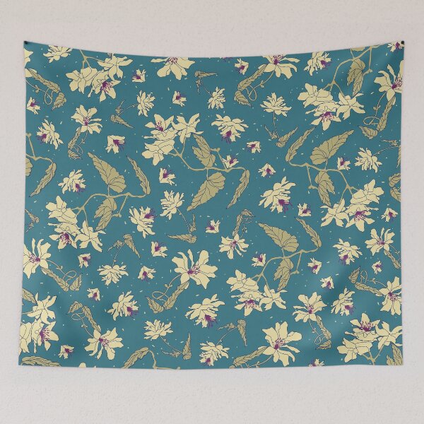 Item preview, Yellow Begonias on Teal  designed and sold by Mary McMurrer.