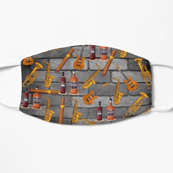 Jazz whiskey and cigars pattern Flat Mask