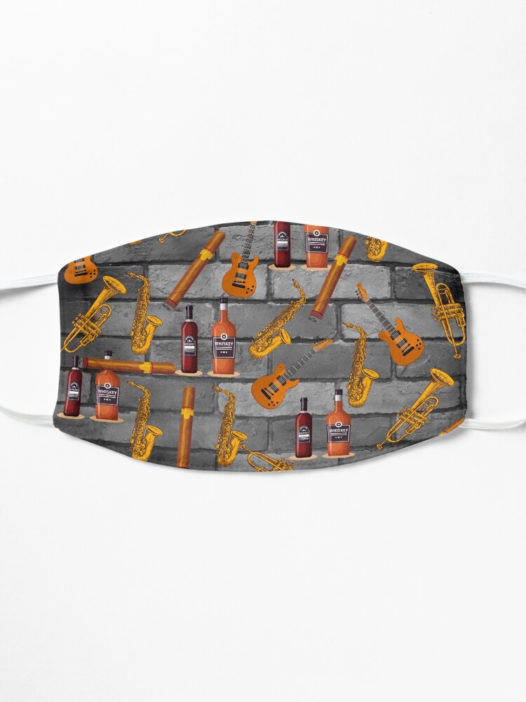 Alternate view of Jazz whiskey and cigars pattern Mask
