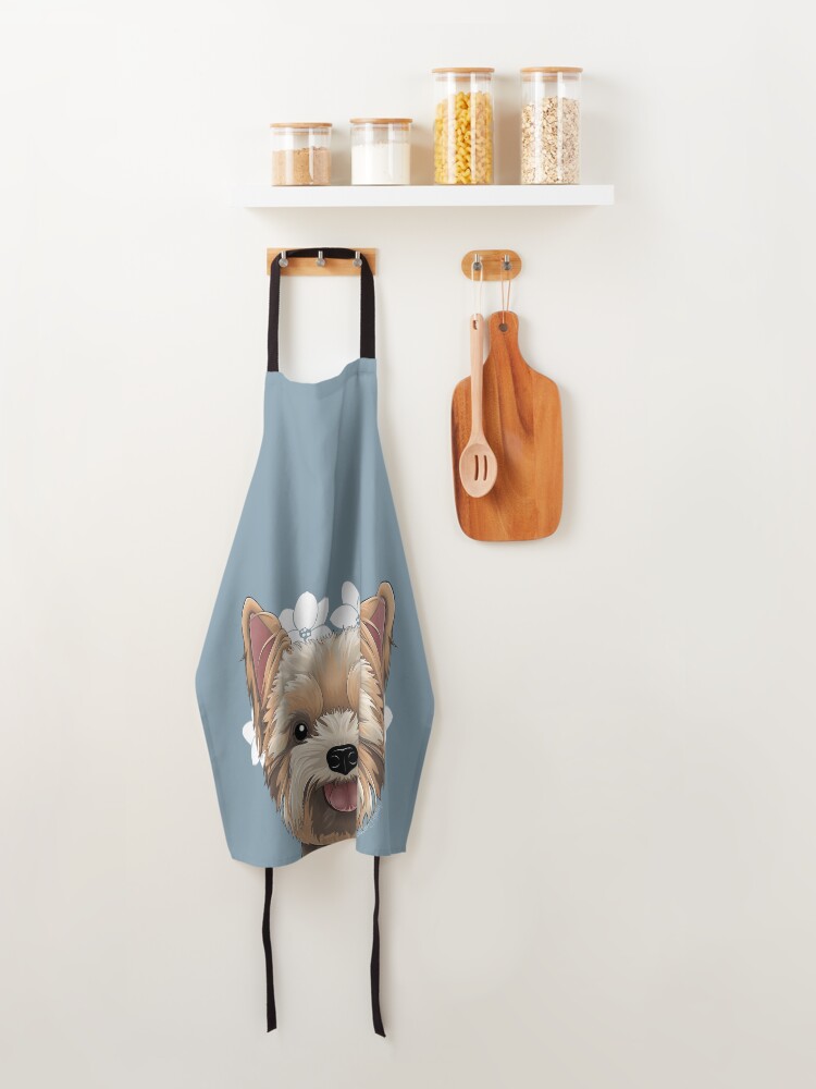 Alternate view of Peeking Yorkie (Flower Version) Apron