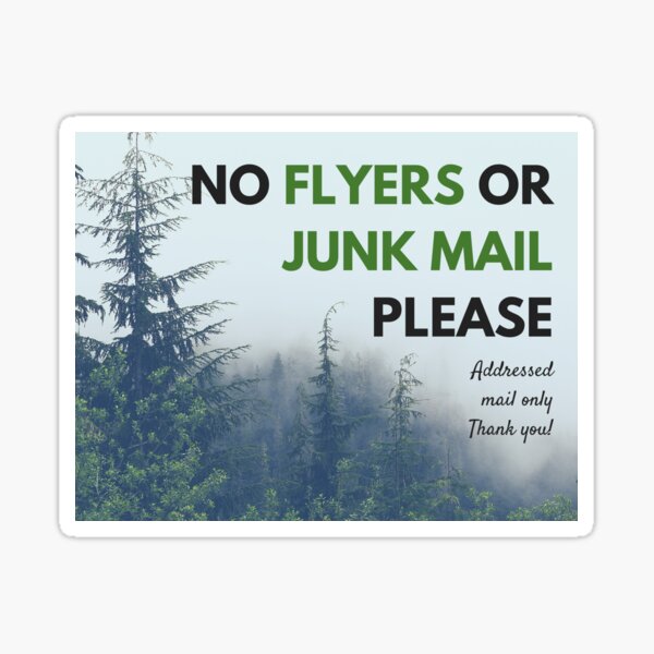 Item preview, No junk mail or flyers, polite sign for addressed mail only designed and sold by calligraphyjay.