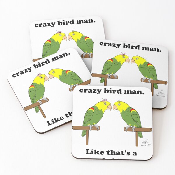 Item preview, Crazy Bird man with double yellow-headed amazon designed and sold by Laughing Parrot Studio.