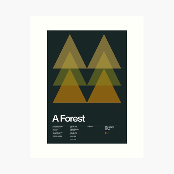 The Cure - A Forest 1984 - New Wave song Minimalistic Swiss Graphic Design Art Print