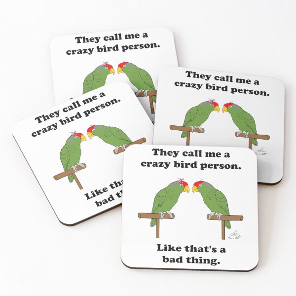 Item preview, Crazy Bird Person with Red-crowned Amazons. designed and sold by Laughing Parrot Studio.