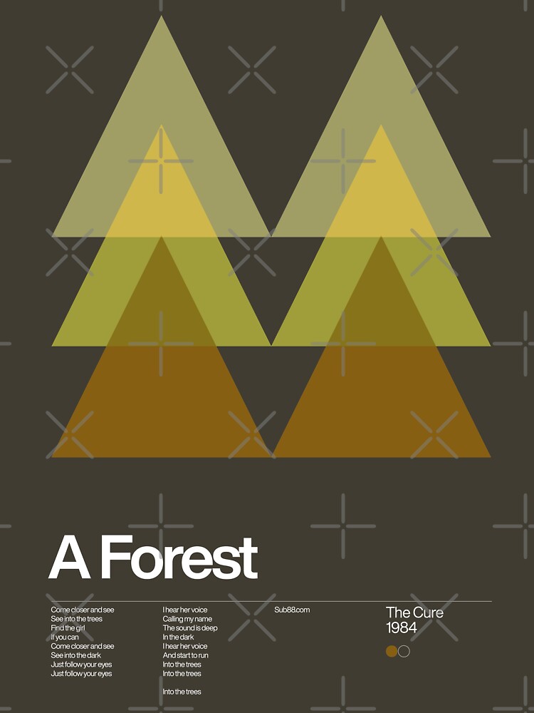 The Cure - A Forest 1984 - New Wave song Minimalistic Swiss Graphic Design by sub88