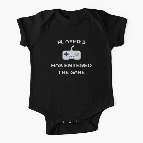 Player 3 Has Entered The Game - Video Gamer Pregnancy New Baby Gamer Short Sleeve Baby One-Piece
