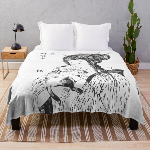Item preview, Japanese geisha with cat sketch designed and sold by CatMadePattern.