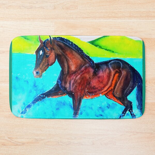 Item preview, Bay horse splashing watercolor painting designed and sold by horseaddicted.