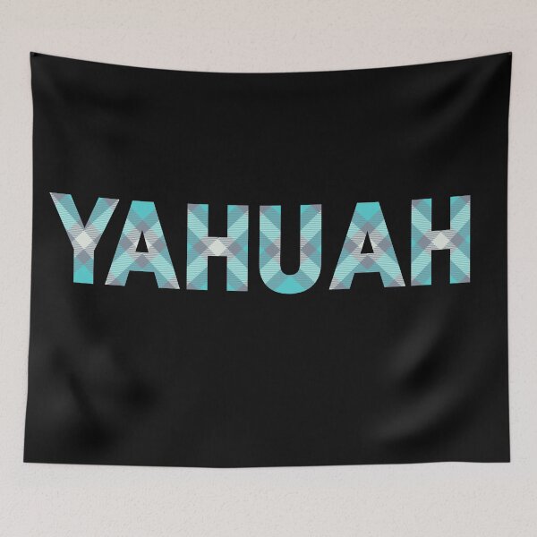 Item preview, Yahuah in white, gray and aqua tartan designed and sold by DaughterofYah.