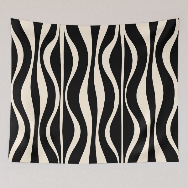 Item preview, Hourglass Abstract Midcentury Modern Retro Mod Pattern in Black and Almond Cream designed and sold by kierkegaard.