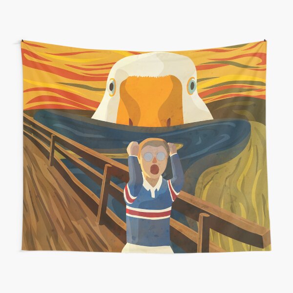 The Honk - Goose - The Scream Famous Painting Parody, Untitled, Meme ,Hjonk, Bonk, Canvas, Comic con Reusable Facemask, knife, Peace Was Never An Option Thematic Gift Tapestry