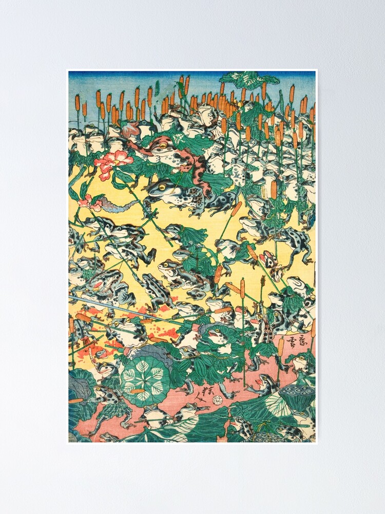 Fashionable Battle of Frogs by Kawanabe Kyosai, 1864