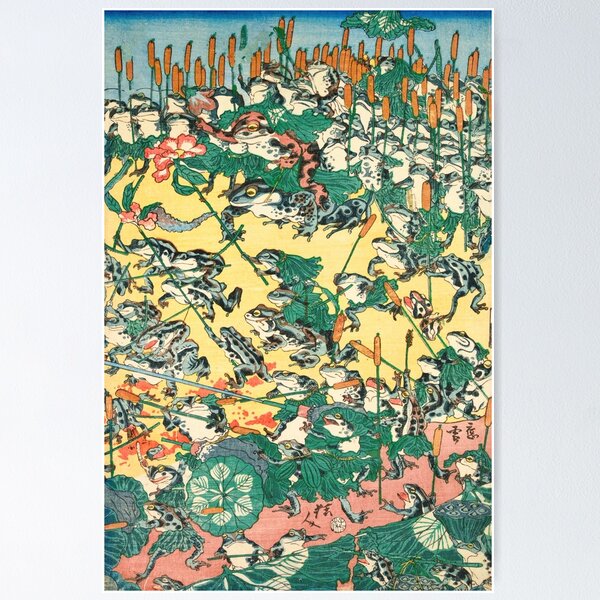 Item preview, Fashionable Battle of Frogs by Kawanabe Kyosai, 1864 designed and sold by Vintage Wall Art.