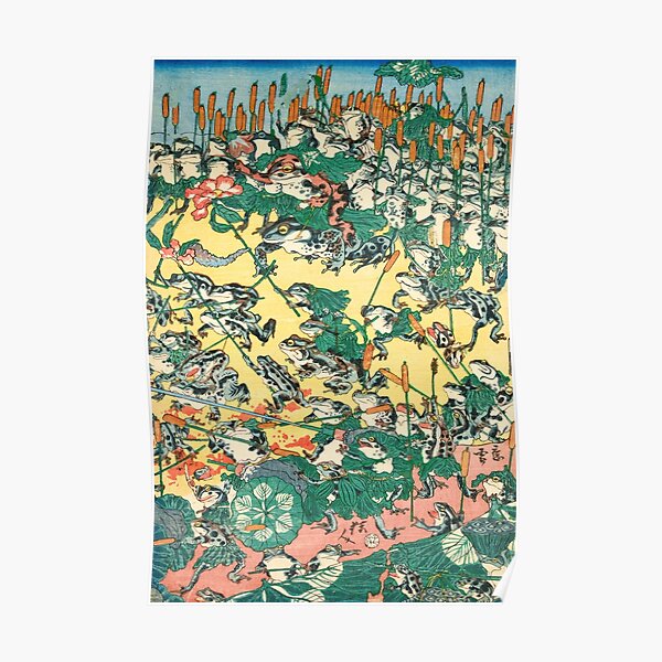 Fashionable Battle of Frogs by Kawanabe Kyosai, 1864 Poster