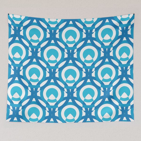 Item preview, Circles & Feathers Geometric Pattern – Blue designed and sold by RoguePatterns.