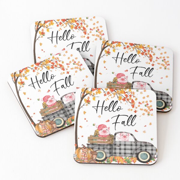 Item preview, Hello Fall Pigs Buffalo Plaid Truck Autumn Tree designed and sold by Eric-Costa-2733.