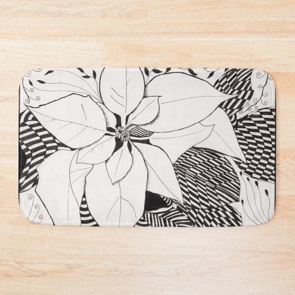 Item preview, Zentangle Poinsettia Christmas Art Black and White designed and sold by The Elderberry Blossom.