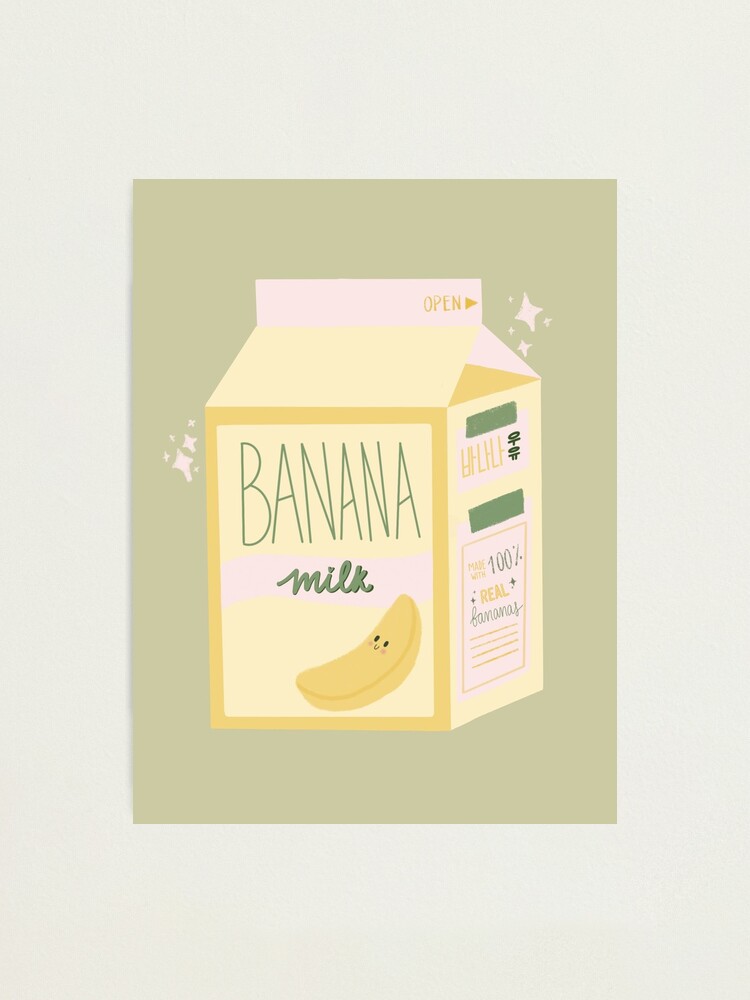 Cute Banana Milk Carton Illustration Photographic Print For Sale By