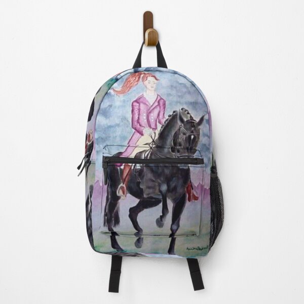Item preview, Dressage training black stallion watercolor painting designed and sold by horseaddicted.