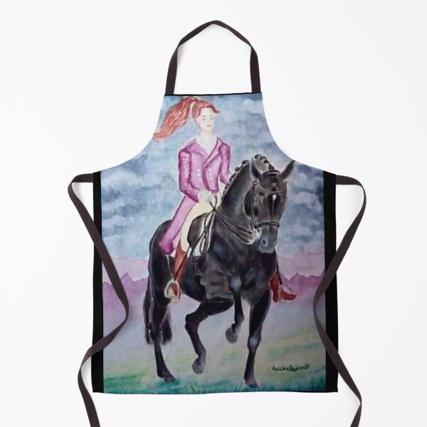 Item preview, Dressage training black stallion watercolor painting designed and sold by horseaddicted.