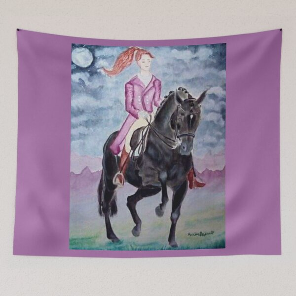 Item preview, Dressage training black stallion watercolor painting designed and sold by horseaddicted.
