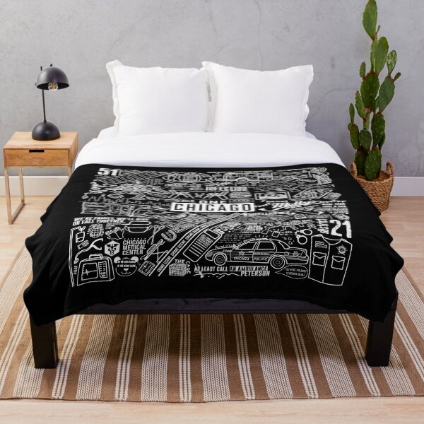 ONE CHICAGO COLLAGE on black Throw Blanket