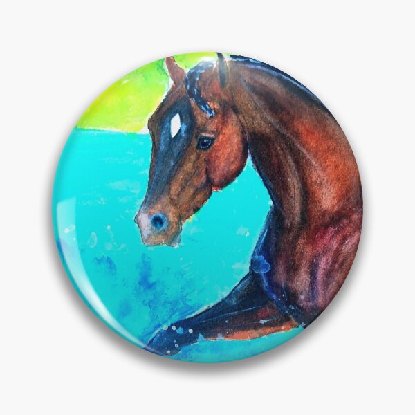 Item preview, Bay horse splashing watercolor painting designed and sold by horseaddicted.