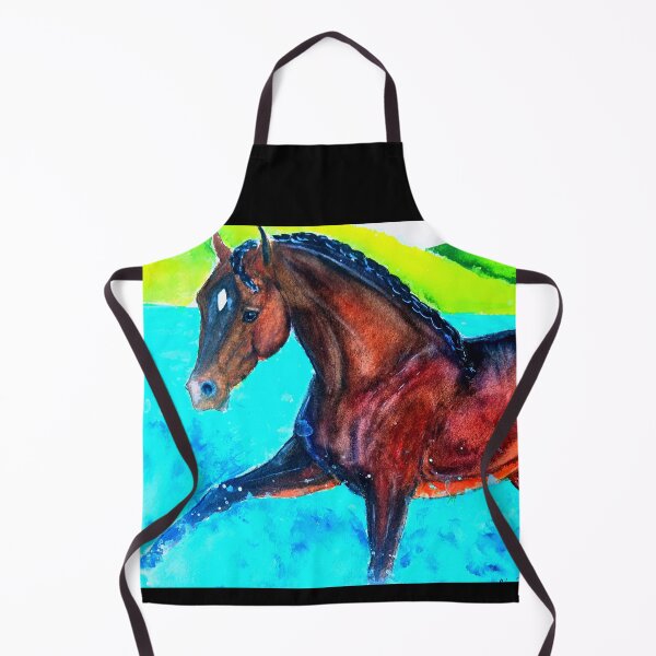 Item preview, Bay horse splashing watercolor painting designed and sold by horseaddicted.