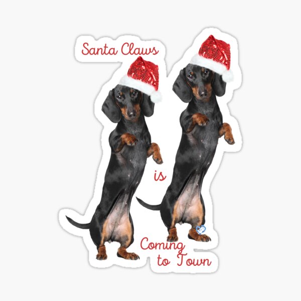 Double Dancing Dachsies in Santa Hats  Sticker