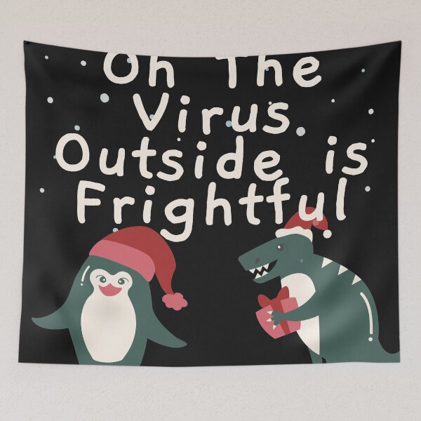 Item preview, Oh The Virus Outside is Frightful - Penguin and T-rex designed and sold by JuanGames.