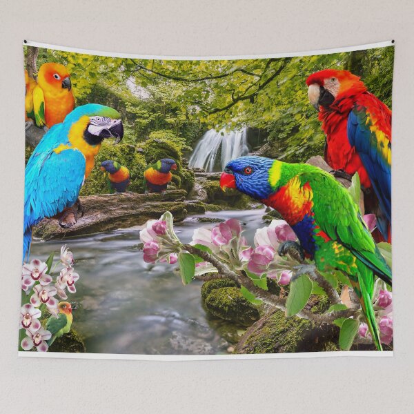 Item preview, Jigsaw Puzzle Parrots In Rainforest Bright Colored 1000 piece jigsaw puzzle Adults designed and sold by StickerArtwork.