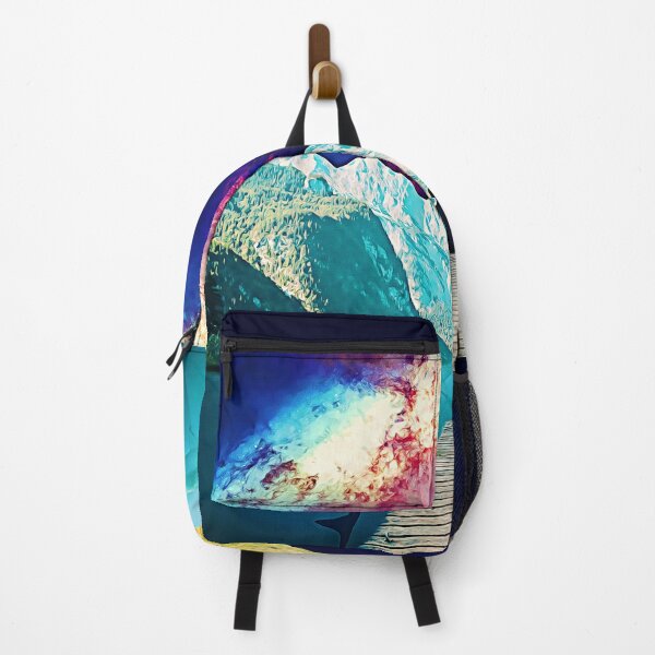 Item preview, Man Taking In The View Of Sharks, Mountains & Galaxy designed and sold by PopVelvet.