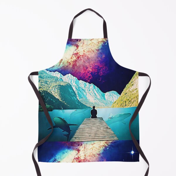 Item preview, Man Taking In The View Of Sharks, Mountains & Galaxy designed and sold by PopVelvet.