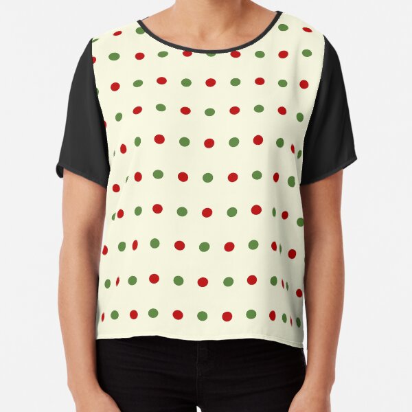 Red and Green Polkadot Chiffon Top