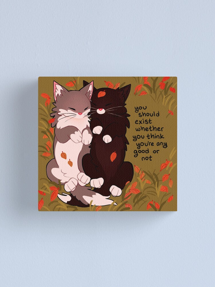 Alternate view of "you should exist whether you think you're any good or not" Snuggly Fall Kittens Canvas Print