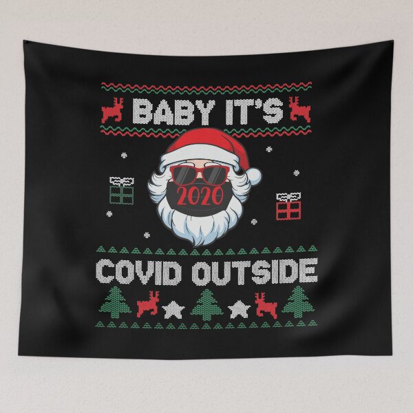 Item preview, Baby It's Covid Outside Santa with Facemask Xmas designed and sold by jessicasmile.