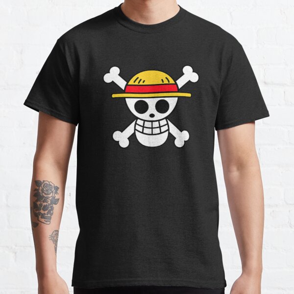 Drapeau des pirates au chapeau de paille T-shirt classique