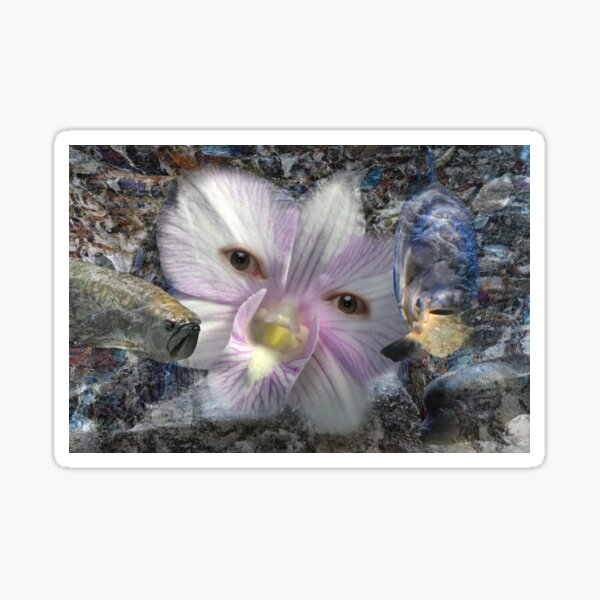 Flower Girl and Three Fish Sticker