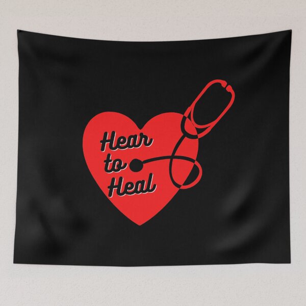 Item preview, Hear to Heal - Estetoscopio de corazón sólido - Negro medianoche/rojo cereza designed and sold by miTeless seDign.