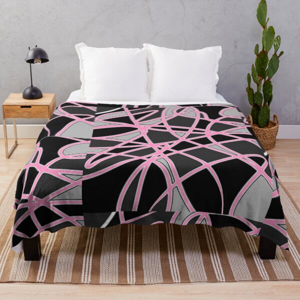 Aperçu de l'œuvre Motif géographique ondulé Mod rose et noir créée et vendue par ChromaticAddict.