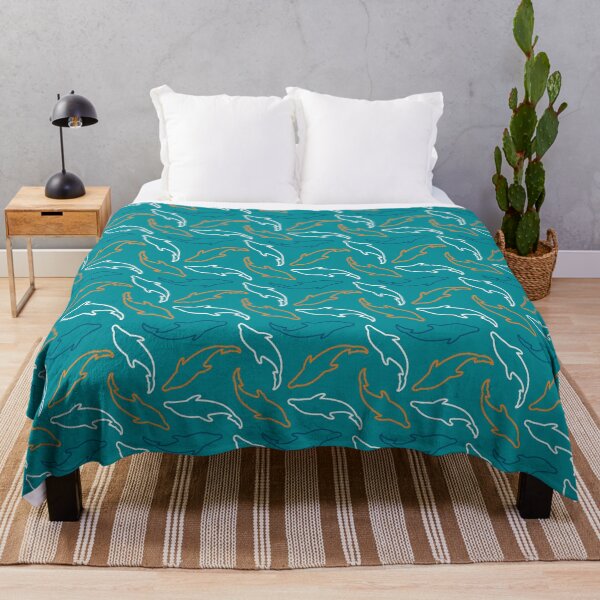 Vista previa del artículo con la obra «Patrón de los Miami Dolphins, fondo verde azulado», diseñado y vendido por brittlouise.