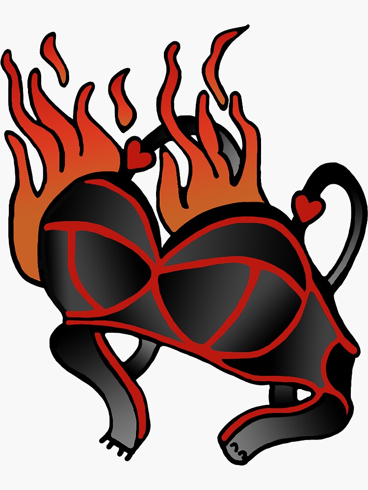 Bra Burning Sticker for Sale by StrangeTattooer