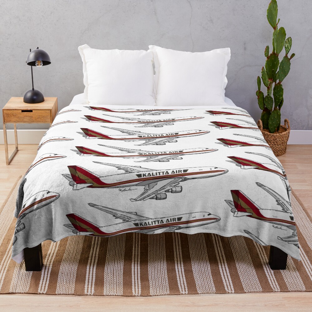 Boeing 747 Kalitta Air N744CK Throw Blanket