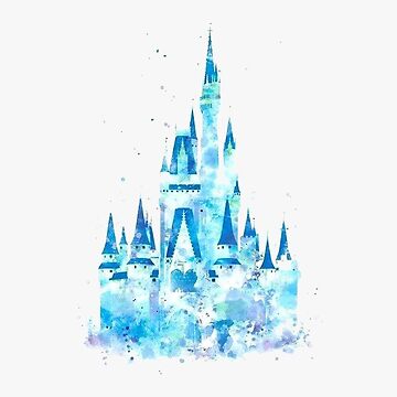 Imagen de la obra Castillo nublado acuarela azul de spyderboy8