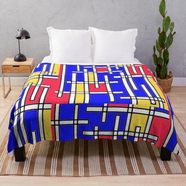 Aperçu de l'œuvre Motif Géographique Rectangle Mod Bleu Jaune Rouge Blanc créée et vendue par ChromaticAddict.