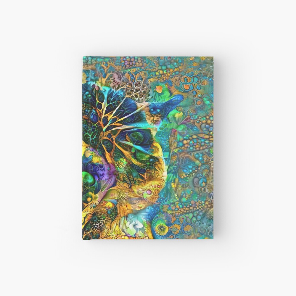 Deepdream floral cat abstraction Hardcover Journal