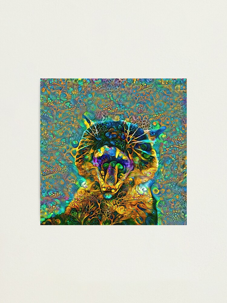 Alternate view of Deepdream floral cat abstraction Photographic Print