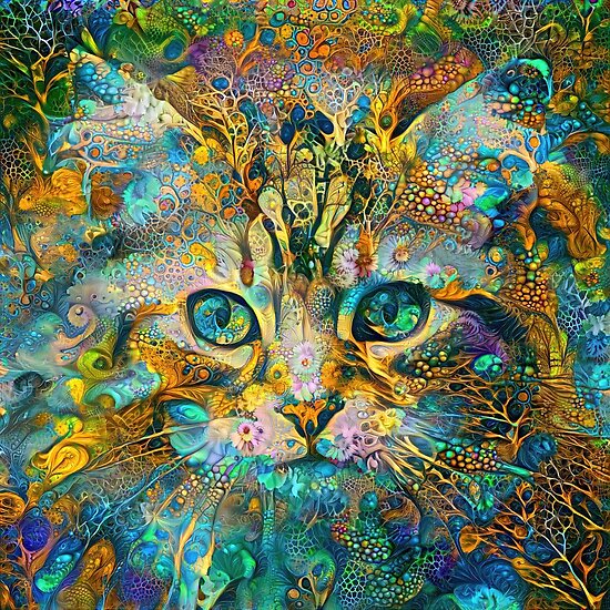 Deepdream floral cat abstraction
