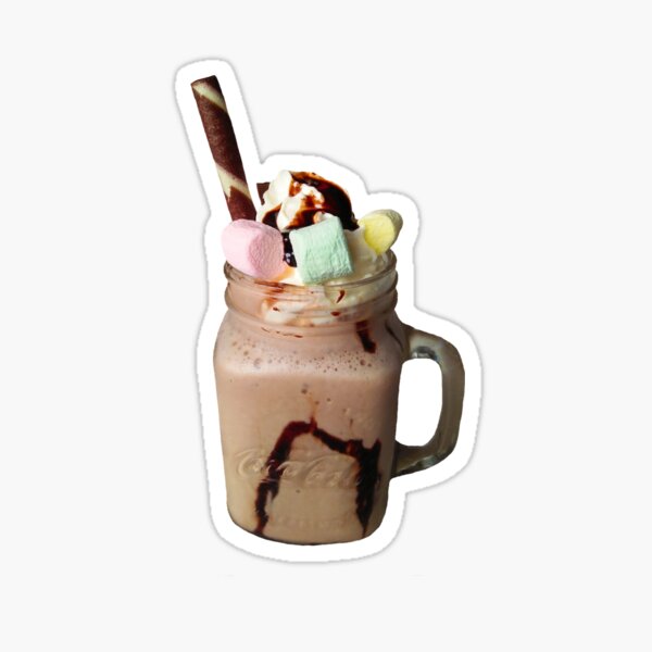 Copy of Chocolate Smoothie on mason jar with BLUE background Sticker